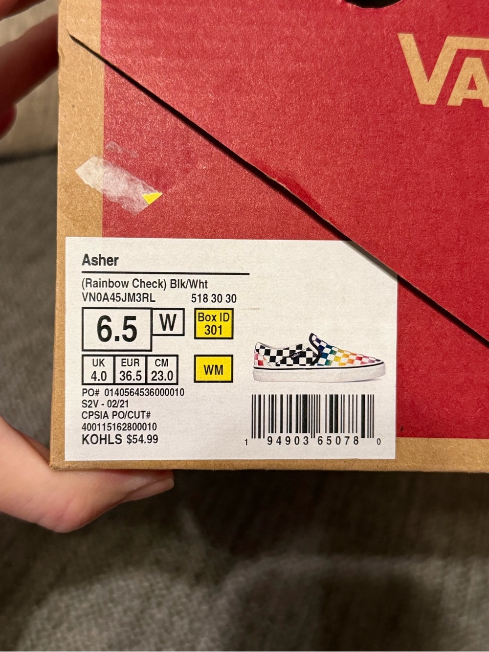 Vans Women’s Rainbow Checkerboard Slip On Shoes - Picture 6 of 6